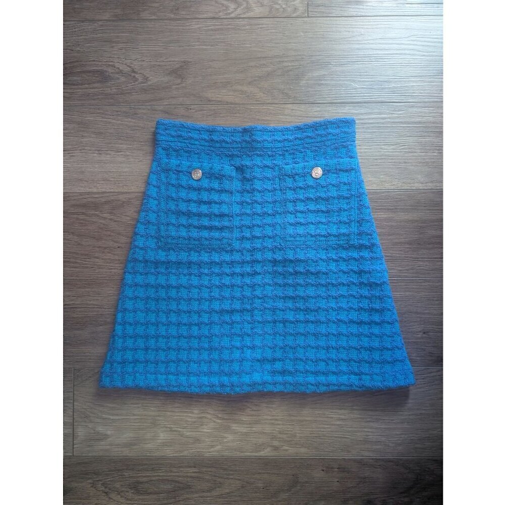 Sandro | Riviere Tweed Mini Skirt In Azure Blue - Picture 4 of 13